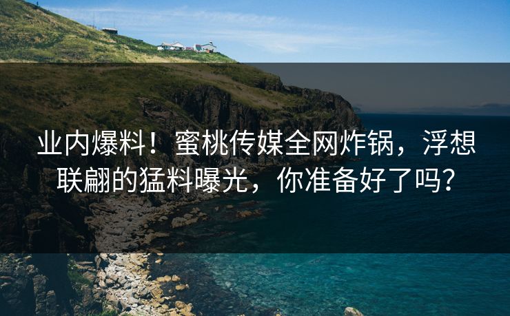 业内爆料！蜜桃传媒全网炸锅，浮想联翩的猛料曝光，你准备好了吗？