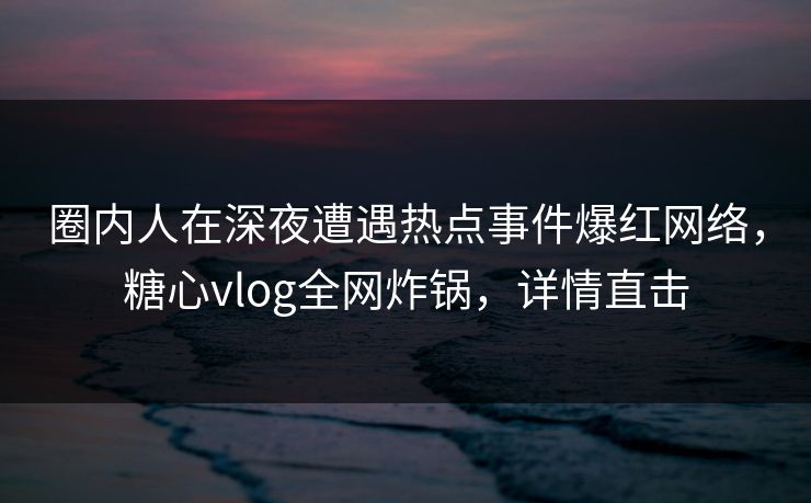 圈内人在深夜遭遇热点事件爆红网络，糖心vlog全网炸锅，详情直击