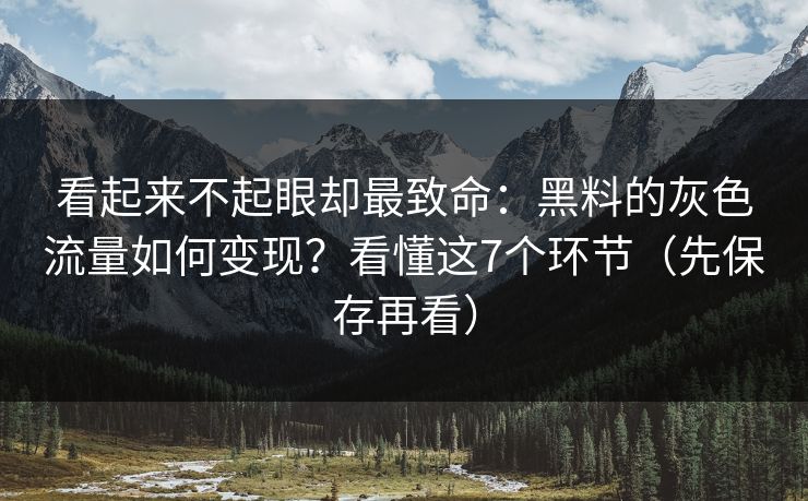 看起来不起眼却最致命：黑料的灰色流量如何变现？看懂这7个环节（先保存再看）