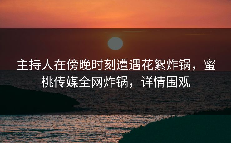 主持人在傍晚时刻遭遇花絮炸锅，蜜桃传媒全网炸锅，详情围观